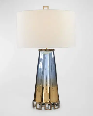 John-Richard Collection Sapphire Blue & Cognac Glass Table Lamp | Thumbnail 2 John-Richard Collection Sapphire Blue & Cognac Glass Table Lamp | Thumbnail 2