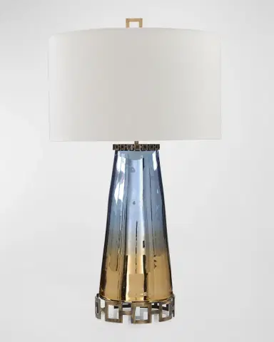 John-Richard Collection Sapphire Blue & Cognac Glass Table Lamp | Thumbnail 4 John-Richard Collection Sapphire Blue & Cognac Glass Table Lamp | Thumbnail 4