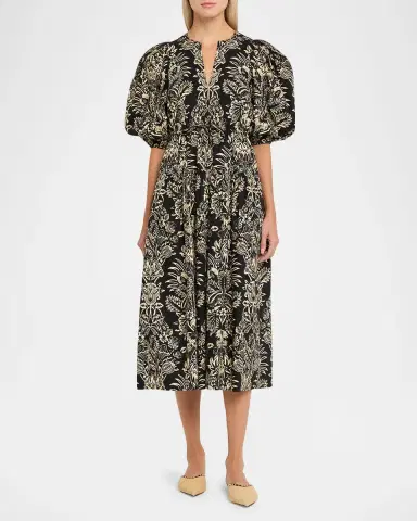Ulla Johnson Tasneem Pleated Deep-V Satin Gown | Thumbnail 2 Ulla Johnson Tasneem Pleated Deep-V Satin Gown | Thumbnail 2