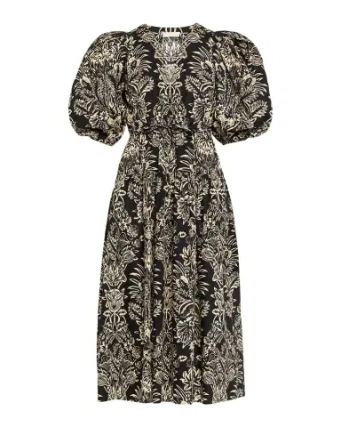 Ulla Johnson Tasneem Pleated Deep-V Satin Gown | Thumbnail 1 Ulla Johnson Tasneem Pleated Deep-V Satin Gown | Thumbnail 1