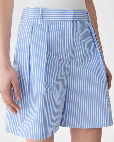 Lafayette 148 New York Park Pleated Striped Cotton Shorts | Thumbnail 3 Lafayette 148 New York Park Pleated Striped Cotton Shorts | Thumbnail 3
