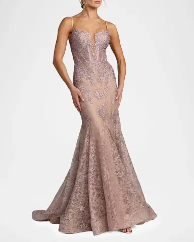 Mac Duggal Embroidered Lace Bustier Mermaid Gown | Thumbnail 2 Mac Duggal Embroidered Lace Bustier Mermaid Gown | Thumbnail 2