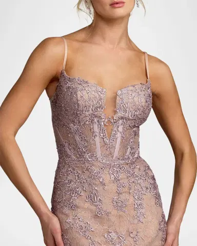 Mac Duggal Embroidered Lace Bustier Mermaid Gown | Thumbnail 4 Mac Duggal Embroidered Lace Bustier Mermaid Gown | Thumbnail 4