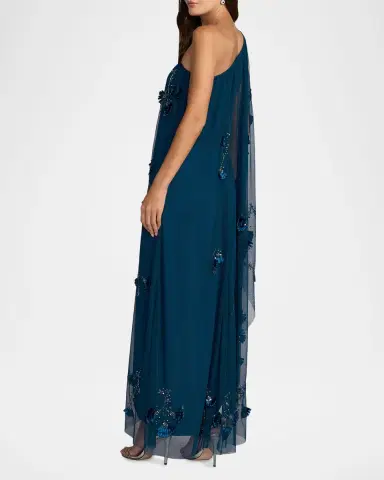 Mac Duggal Embellished Trapeze One-Shoulder Gown | Thumbnail 3 Mac Duggal Embellished Trapeze One-Shoulder Gown | Thumbnail 3
