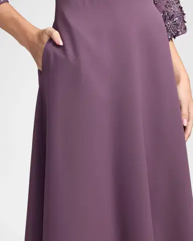 Mac Duggal Beaded Bell-Sleeve Crepe Gown | Thumbnail 4 Mac Duggal Beaded Bell-Sleeve Crepe Gown | Thumbnail 4