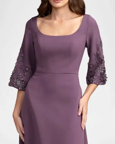 Mac Duggal Beaded Bell-Sleeve Crepe Gown | Thumbnail 5 Mac Duggal Beaded Bell-Sleeve Crepe Gown | Thumbnail 5