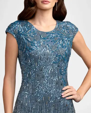 Mac Duggal Evening Embellished Mesh Cap-Sleeve Gown | Thumbnail 4 Mac Duggal Evening Embellished Mesh Cap-Sleeve Gown | Thumbnail 4