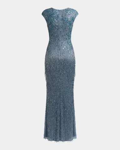 Mac Duggal Evening Embellished Mesh Cap-Sleeve Gown | Thumbnail 5 Mac Duggal Evening Embellished Mesh Cap-Sleeve Gown | Thumbnail 5