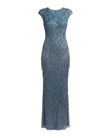 Mac Duggal Evening Embellished Mesh Cap-Sleeve Gown | Thumbnail 1 Mac Duggal Evening Embellished Mesh Cap-Sleeve Gown | Thumbnail 1