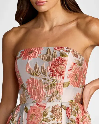 Mac Duggal Floral Brocade Strapless Ball Gown | Thumbnail 4 Mac Duggal Floral Brocade Strapless Ball Gown | Thumbnail 4