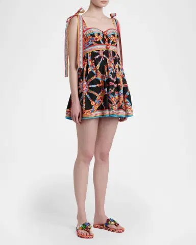 Dolce & Gabbana Carretto-Print Bustier Mini Day Dress | Thumbnail 4 Dolce & Gabbana Carretto-Print Bustier Mini Day Dress | Thumbnail 4