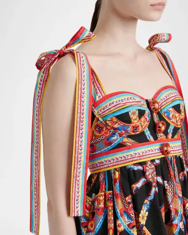 Dolce & Gabbana Carretto-Print Bustier Mini Day Dress | Thumbnail 5 Dolce & Gabbana Carretto-Print Bustier Mini Day Dress | Thumbnail 5
