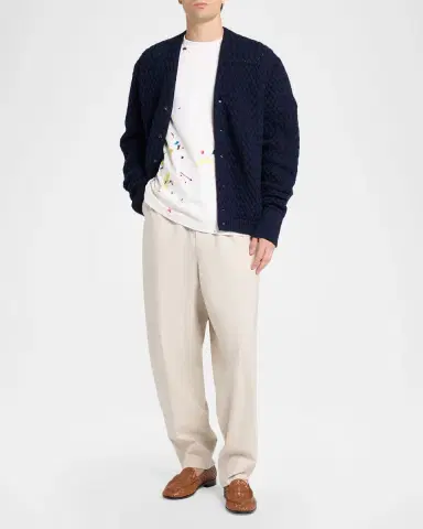 Bottega Veneta Men's Intrecciato Wool Knit Cardigan | Thumbnail 2 Bottega Veneta Men's Intrecciato Wool Knit Cardigan | Thumbnail 2