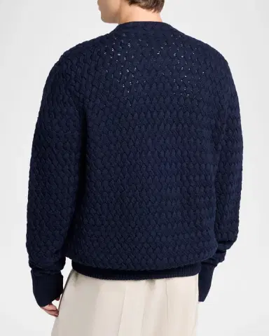 Bottega Veneta Men's Intrecciato Wool Knit Cardigan | Thumbnail 3 Bottega Veneta Men's Intrecciato Wool Knit Cardigan | Thumbnail 3