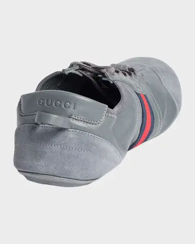 Gucci Men's Flex Suede and Leather Web Low-Top Sneakers | Thumbnail 2 Gucci Men's Flex Suede and Leather Web Low-Top Sneakers | Thumbnail 2