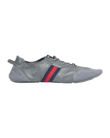 Gucci Men's Flex Suede and Leather Web Low-Top Sneakers | Thumbnail 1 Gucci Men's Flex Suede and Leather Web Low-Top Sneakers | Thumbnail 1