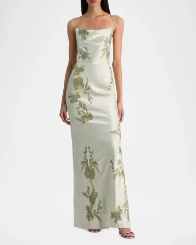 ALICE + OLIVIA Montana Floral-Embellished Cowlneck Maxi Dress | Thumbnail 2 ALICE + OLIVIA Montana Floral-Embellished Cowlneck Maxi Dress | Thumbnail 2