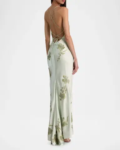 ALICE + OLIVIA Montana Floral-Embellished Cowlneck Maxi Dress | Thumbnail 3 ALICE + OLIVIA Montana Floral-Embellished Cowlneck Maxi Dress | Thumbnail 3
