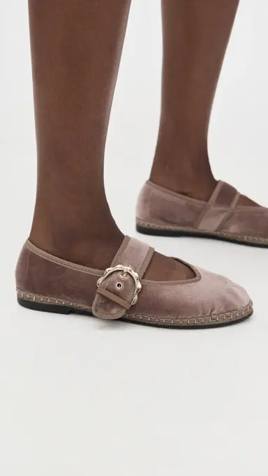 Flabelus Sophie Velvet Mary Jane Flats Brown | Thumbnail 3 Flabelus Sophie Velvet Mary Jane Flats Brown | Thumbnail 3