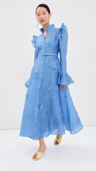 LEO LIN Katrina Applique Butterfly Sleeve Dress Azure | Thumbnail 2 LEO LIN Katrina Applique Butterfly Sleeve Dress Azure | Thumbnail 2