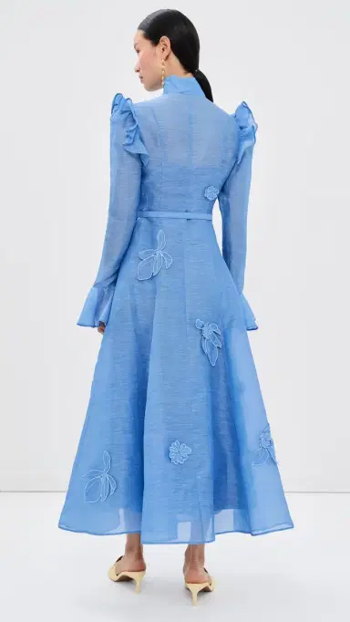 LEO LIN Katrina Applique Butterfly Sleeve Dress Azure | Thumbnail 3 LEO LIN Katrina Applique Butterfly Sleeve Dress Azure | Thumbnail 3