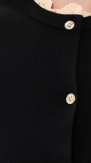 ALICE + OLIVIA Ciara hort leeve Cardigan with Trim Black/Natural | Thumbnail 6 ALICE + OLIVIA Ciara hort leeve Cardigan with Trim Black/Natural | Thumbnail 6