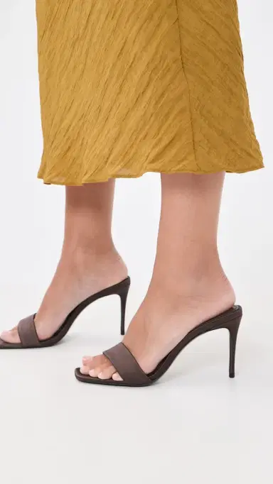 Black Suede Studio Naomi Satin Mules Cacao Satin | Thumbnail 3 Black Suede Studio Naomi Satin Mules Cacao Satin | Thumbnail 3