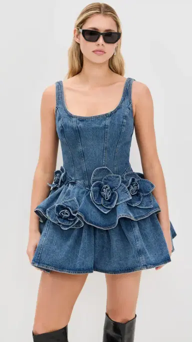 Aknvas Devyn Denim Dress with Rose Detail | Thumbnail 2 Aknvas Devyn Denim Dress with Rose Detail | Thumbnail 2