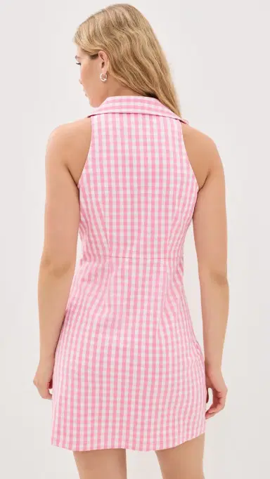 Cinq à Sept Gingham Denim Mckenna Mini Dress Elle Pink/White 4 | Thumbnail 3 Cinq à Sept Gingham Denim Mckenna Mini Dress Elle Pink/White 4 | Thumbnail 3