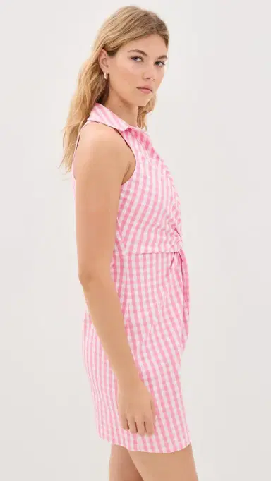 Cinq à Sept Gingham Denim Mckenna Mini Dress Elle Pink/White 4 | Thumbnail 4 Cinq à Sept Gingham Denim Mckenna Mini Dress Elle Pink/White 4 | Thumbnail 4
