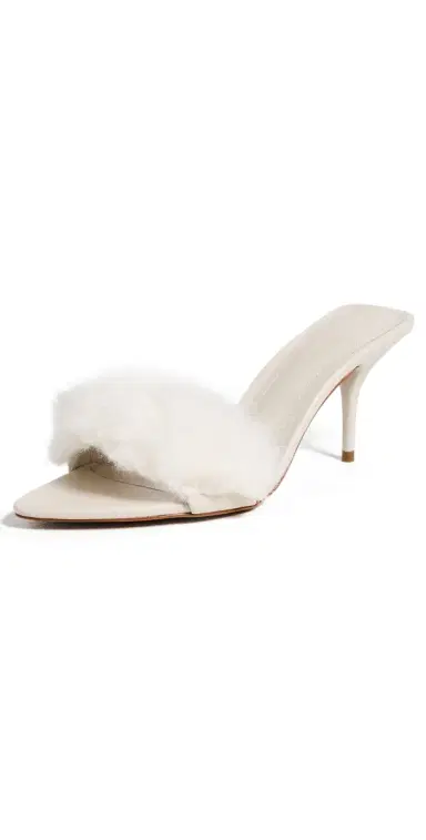Schutz Elodie Fur Mules Pearl | Thumbnail 1 Schutz Elodie Fur Mules Pearl | Thumbnail 1