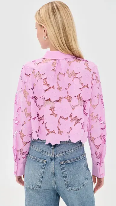 L'AGENCE eychelle Cropped Button Down hirt Peony | Thumbnail 3 L'AGENCE eychelle Cropped Button Down hirt Peony | Thumbnail 3