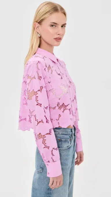 L'AGENCE eychelle Cropped Button Down hirt Peony | Thumbnail 4 L'AGENCE eychelle Cropped Button Down hirt Peony | Thumbnail 4