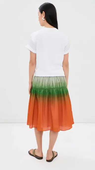 3.1 Phillip Lim T-Shirt Combo Dress with Ombre Voile Skirt White/Flame Multi | Thumbnail 3 3.1 Phillip Lim T-Shirt Combo Dress with Ombre Voile Skirt White/Flame Multi | Thumbnail 3