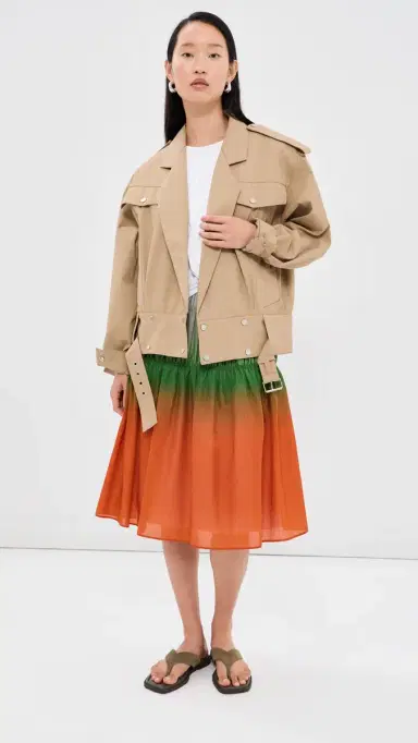 3.1 Phillip Lim T-Shirt Combo Dress with Ombre Voile Skirt White/Flame Multi | Thumbnail 5 3.1 Phillip Lim T-Shirt Combo Dress with Ombre Voile Skirt White/Flame Multi | Thumbnail 5