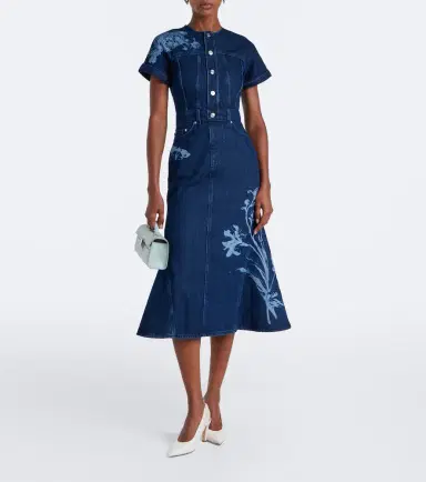 Erdem Printed denim midi dress | Thumbnail 2 Erdem Printed denim midi dress | Thumbnail 2