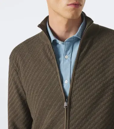 Brioni Jacquard cotton, silk, and cashmere zip-up sweater | Thumbnail 3 Brioni Jacquard cotton, silk, and cashmere zip-up sweater | Thumbnail 3
