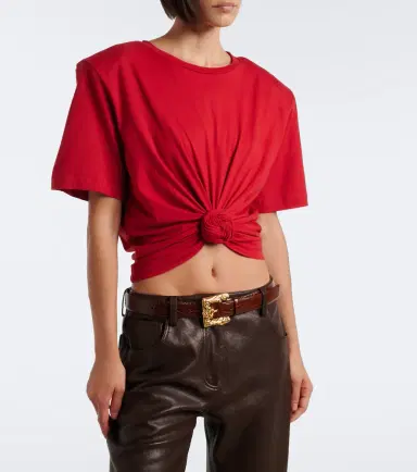 Magda Butrym Cropped cotton-blend jersey T-shirt | Thumbnail 4 Magda Butrym Cropped cotton-blend jersey T-shirt | Thumbnail 4