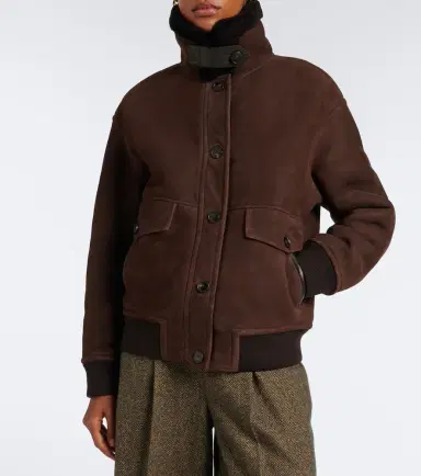 Yves Salomon Shearling-trimmed suede jacket | Thumbnail 2 Yves Salomon Shearling-trimmed suede jacket | Thumbnail 2