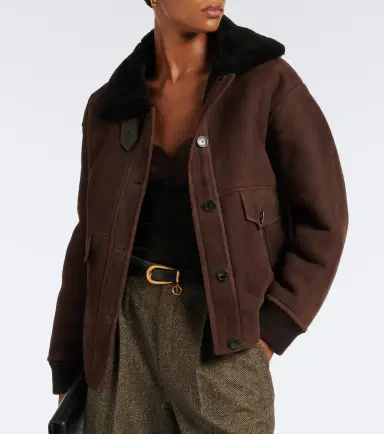 Yves Salomon Shearling-trimmed suede jacket | Thumbnail 6 Yves Salomon Shearling-trimmed suede jacket | Thumbnail 6