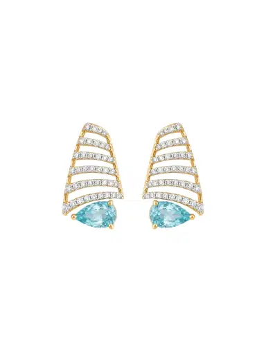 Wish Fine Jewelry 4.96ct Diamond Aquamarine 14K Gold Earrings | Thumbnail 1 Wish Fine Jewelry 4.96ct Diamond Aquamarine 14K Gold Earrings | Thumbnail 1
