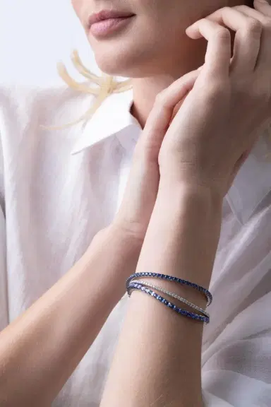 ROBERTO DEMEGLIO Blue Sapphire Tennis Stretch Bracelet | Thumbnail 4 ROBERTO DEMEGLIO Blue Sapphire Tennis Stretch Bracelet | Thumbnail 4