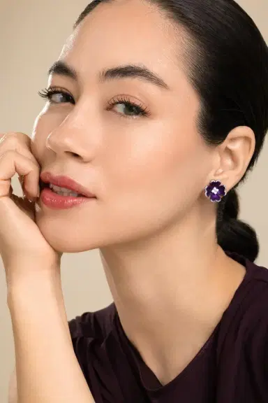 SABOO FINE JEWELS Diamond Purple Flower Stud Elemento Earrings | Thumbnail 4 SABOO FINE JEWELS Diamond Purple Flower Stud Elemento Earrings | Thumbnail 4