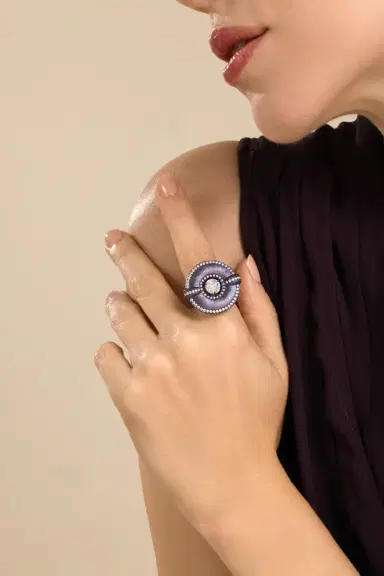 SABOO FINE JEWELS Diamond Purple Shield Elemento Ring | Thumbnail 3 SABOO FINE JEWELS Diamond Purple Shield Elemento Ring | Thumbnail 3