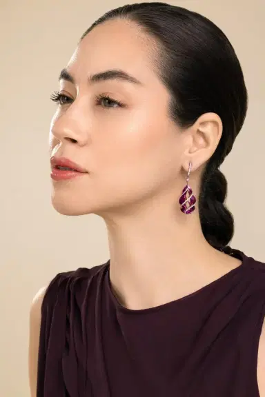 SABOO FINE JEWELS Diamond Twisted Pink Elemento Earrings | Thumbnail 2 SABOO FINE JEWELS Diamond Twisted Pink Elemento Earrings | Thumbnail 2