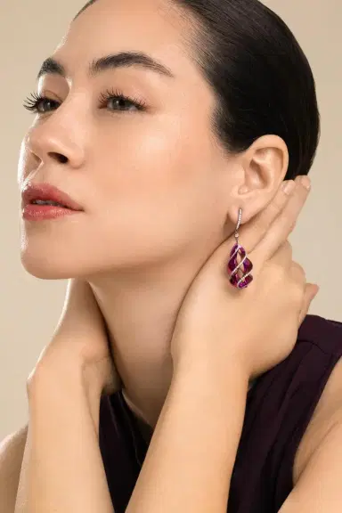 SABOO FINE JEWELS Diamond Twisted Pink Elemento Earrings | Thumbnail 3 SABOO FINE JEWELS Diamond Twisted Pink Elemento Earrings | Thumbnail 3