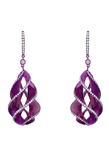 SABOO FINE JEWELS Diamond Twisted Pink Elemento Earrings | Thumbnail 1 SABOO FINE JEWELS Diamond Twisted Pink Elemento Earrings | Thumbnail 1