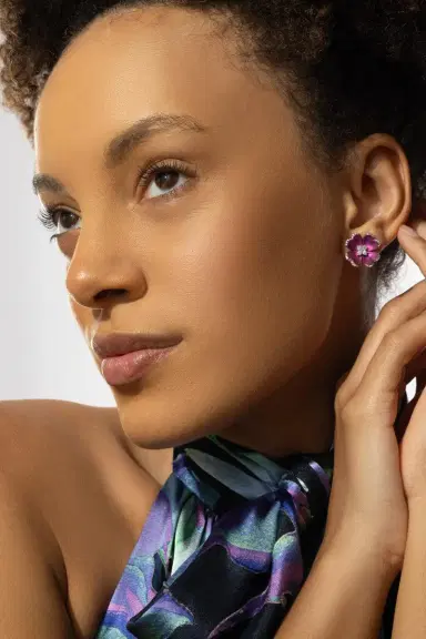 SABOO FINE JEWELS Pink Titanium Diamond Earrings | Thumbnail 2 SABOO FINE JEWELS Pink Titanium Diamond Earrings | Thumbnail 2