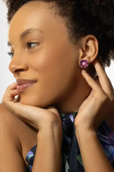 SABOO FINE JEWELS Pink Titanium Diamond Earrings | Thumbnail 3 SABOO FINE JEWELS Pink Titanium Diamond Earrings | Thumbnail 3