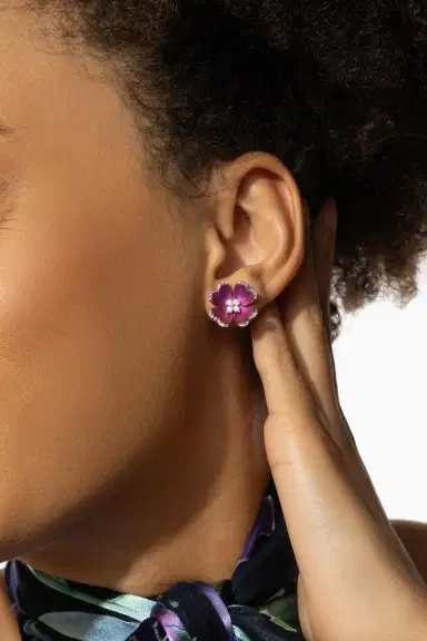 SABOO FINE JEWELS Pink Titanium Diamond Earrings | Thumbnail 4 SABOO FINE JEWELS Pink Titanium Diamond Earrings | Thumbnail 4